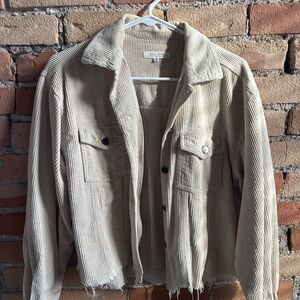 12th Tribe Cream Corduroy Jean Jacket